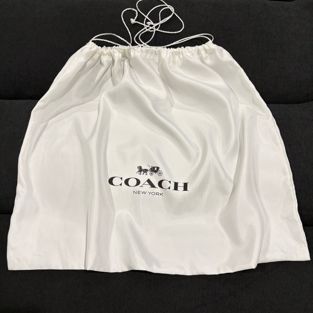 Coach White Satin Dust Bag Drawstring Purse Storage Bag Large